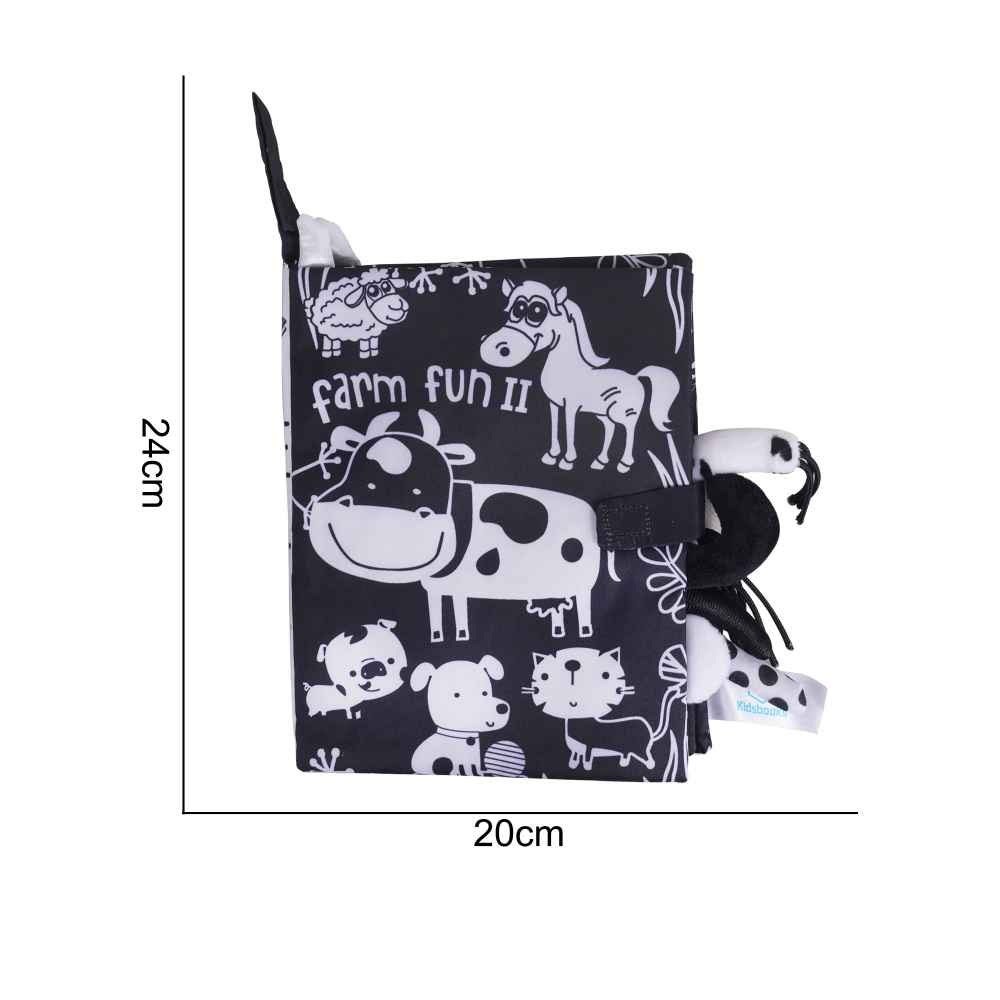 Stuffed Toy - Black White Tail Cloth Book - Farm