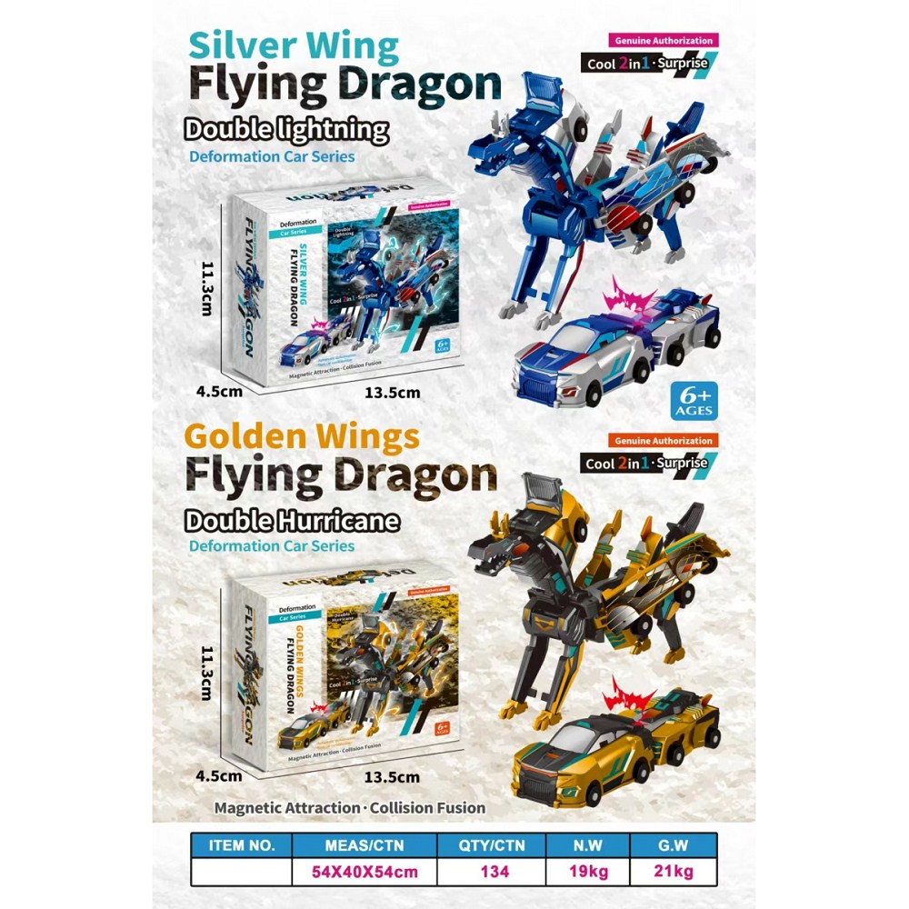 Transform flying dragon silver gold